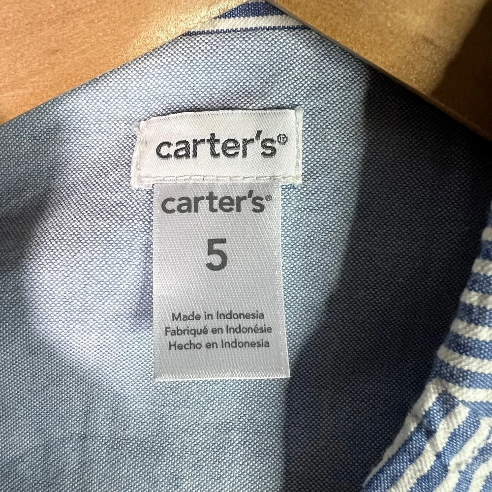 Carter's Little Boys 5 Seersucker Blazer Blue White Pinstripe Wedding Old Money